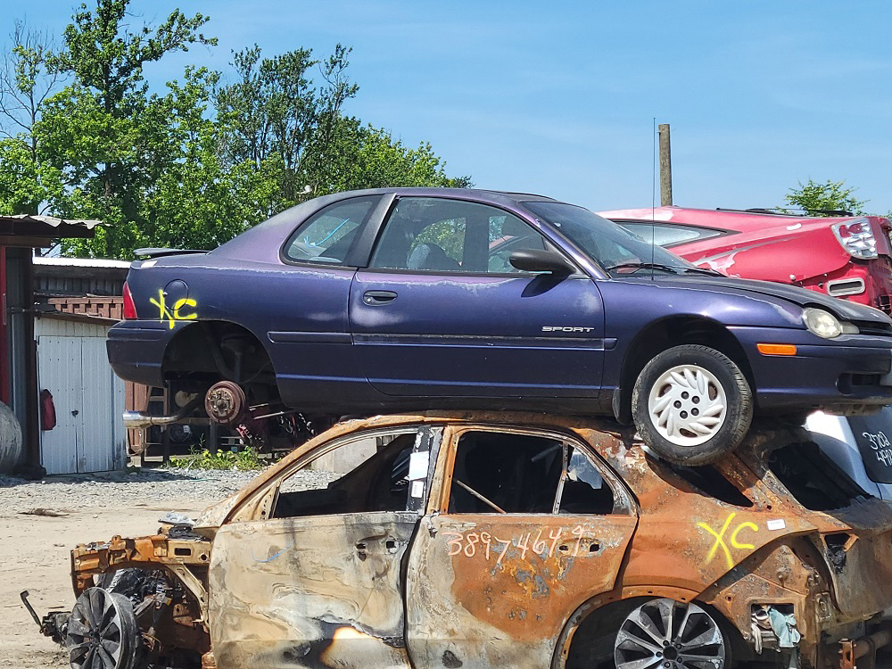 The same Dodge Neon at the junkyard