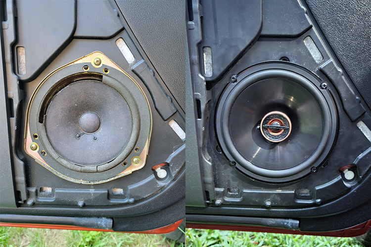 A before-and-after of the speakers in my E