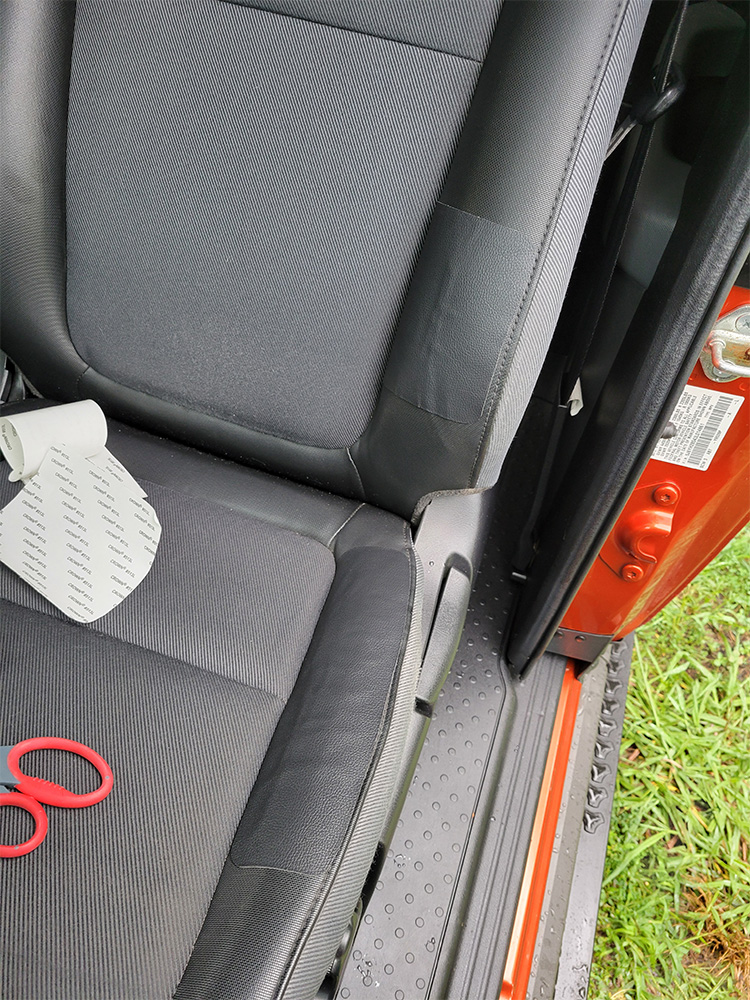 The faux leather patch on my driver's seat