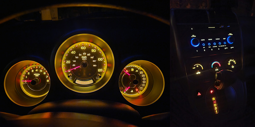 Instrument cluster and HVAC with new Yellow LEDs