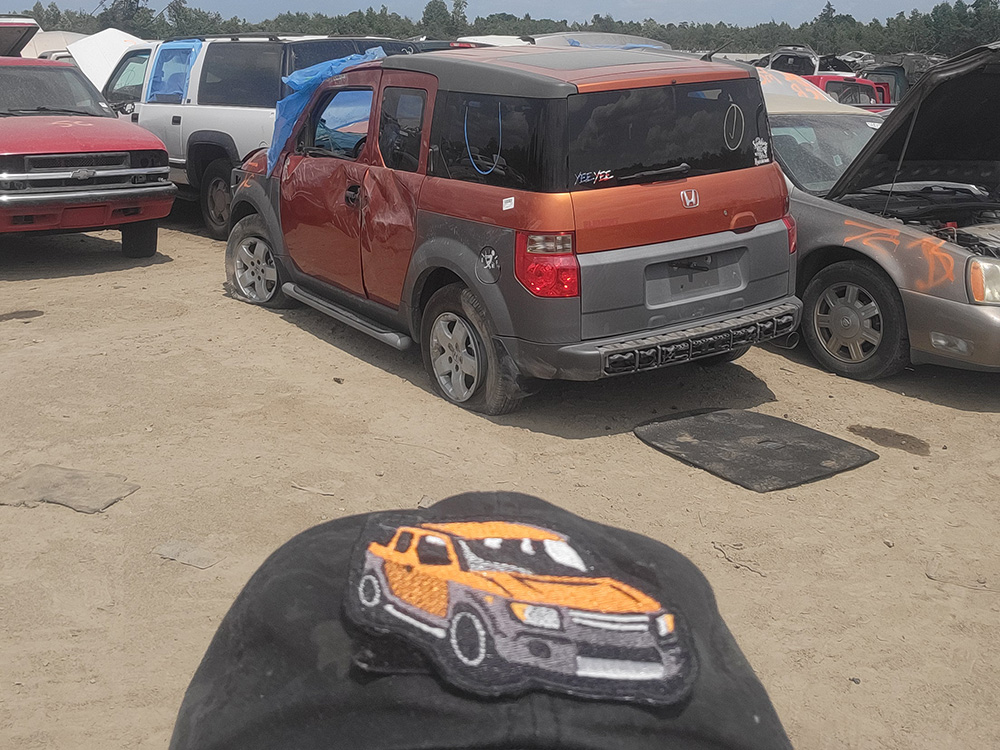 The same junkyard E and my matching hat patch