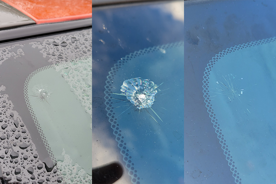 My cracked windshield: Fresh, Dry, and Fixed